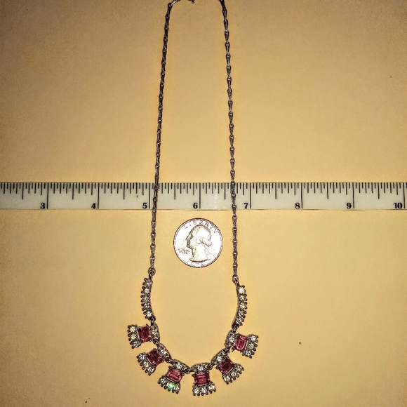 💮 Pink rhinestone necklace - Picture 2 of 5